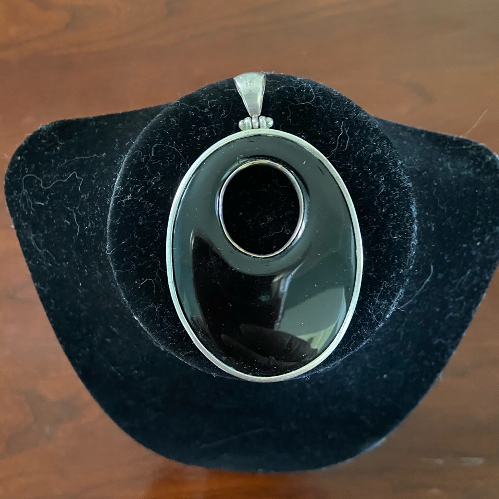 Black Onyx and Silver Pendant